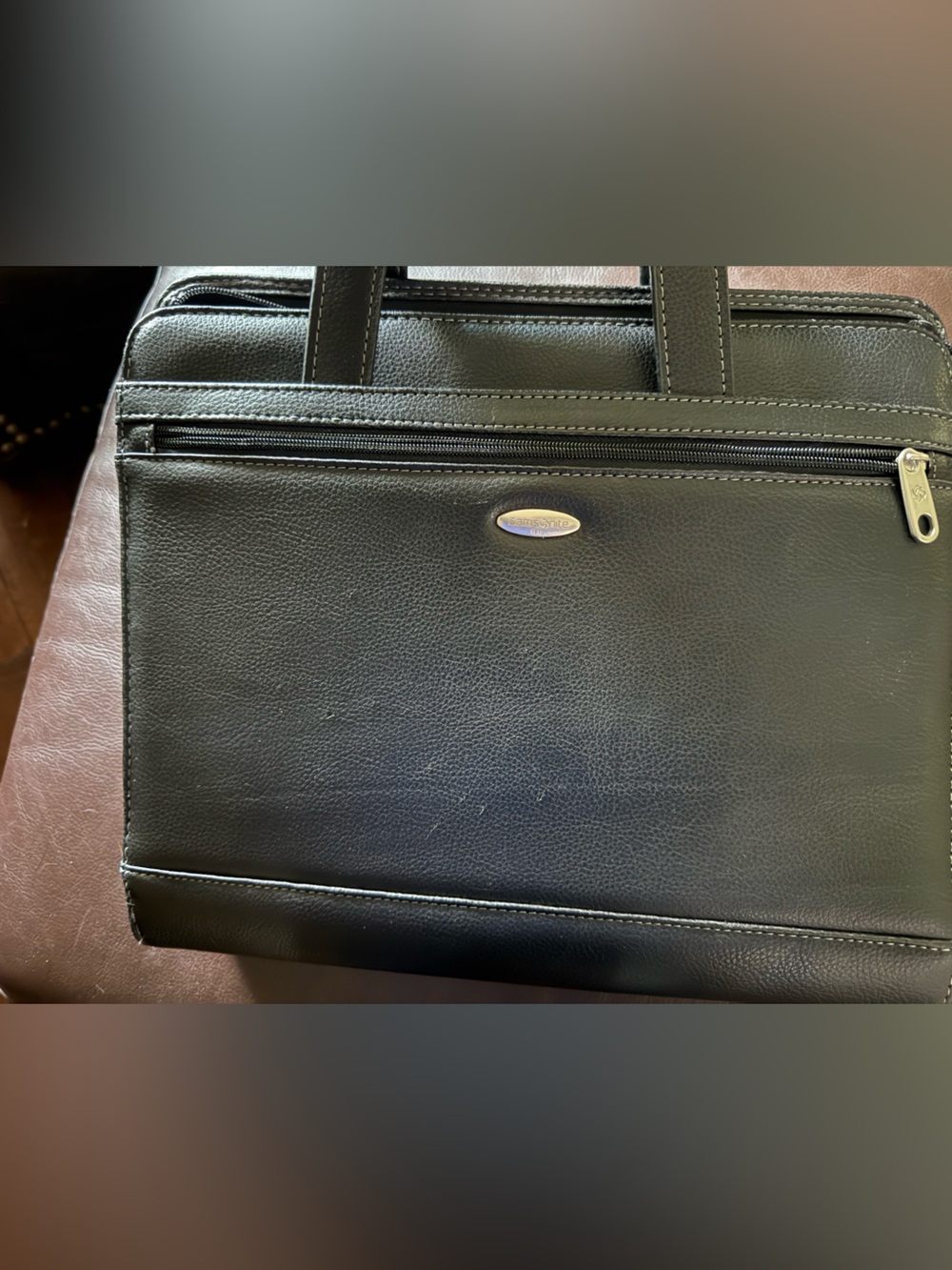 Samsonite Black Leather Briefcase Tote -